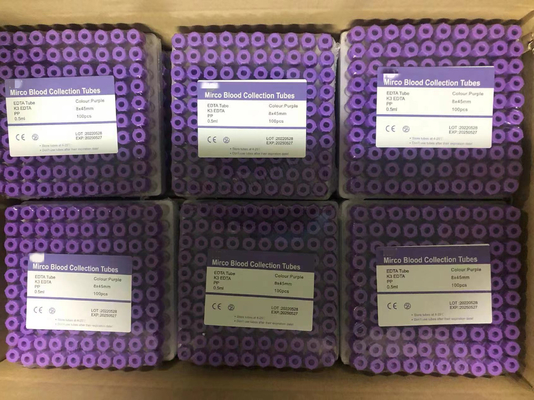 Λεβέντα Μικροί σωλήνες EDTA Μικρό μη κενό Edta 0,5 ml Για παιδιατρική εξέταση