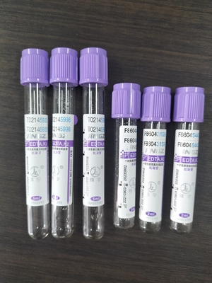 Κύπελλο K2 EDTA σωλήνα για 1ml-10ml χωρητικότητα με μωβ σωλήνα ετικέτα χρώμα στο υλικό γυαλιού