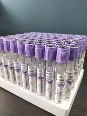 Κύπελλο K2 EDTA σωλήνα για 1ml-10ml χωρητικότητα με μωβ σωλήνα ετικέτα χρώμα στο υλικό γυαλιού