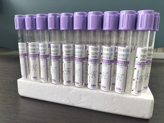 Κύπελλο K2 EDTA σωλήνα για 1ml-10ml χωρητικότητα με μωβ σωλήνα ετικέτα χρώμα στο υλικό γυαλιού