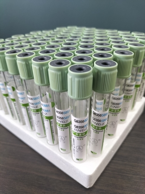 Ιατρικός σωλήνας συλλογής αίματος 2ml-10ml Ελαφρύ πράσινο καπάκι σωλήνας εξέτασης αίματος με καπάκι πίεσης